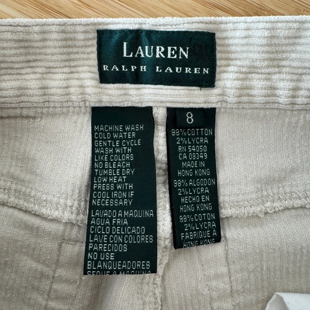 VTG! Lauren Ralph Lauren Women's Beige Corduroy Straight Leg Pants Size 8 Preppy